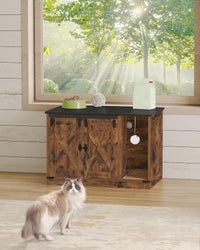Hzuaneri Cat Litter Box Enclosure - 31.5"L x 19.7"W x 20.9"H / Rustic Brown and Black - image 3