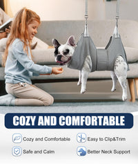 Dog Grooming Hammock Harness, Small Dog Groming Sling - XL (80 LB Max) Silver Grey 13-22.5in - image 2