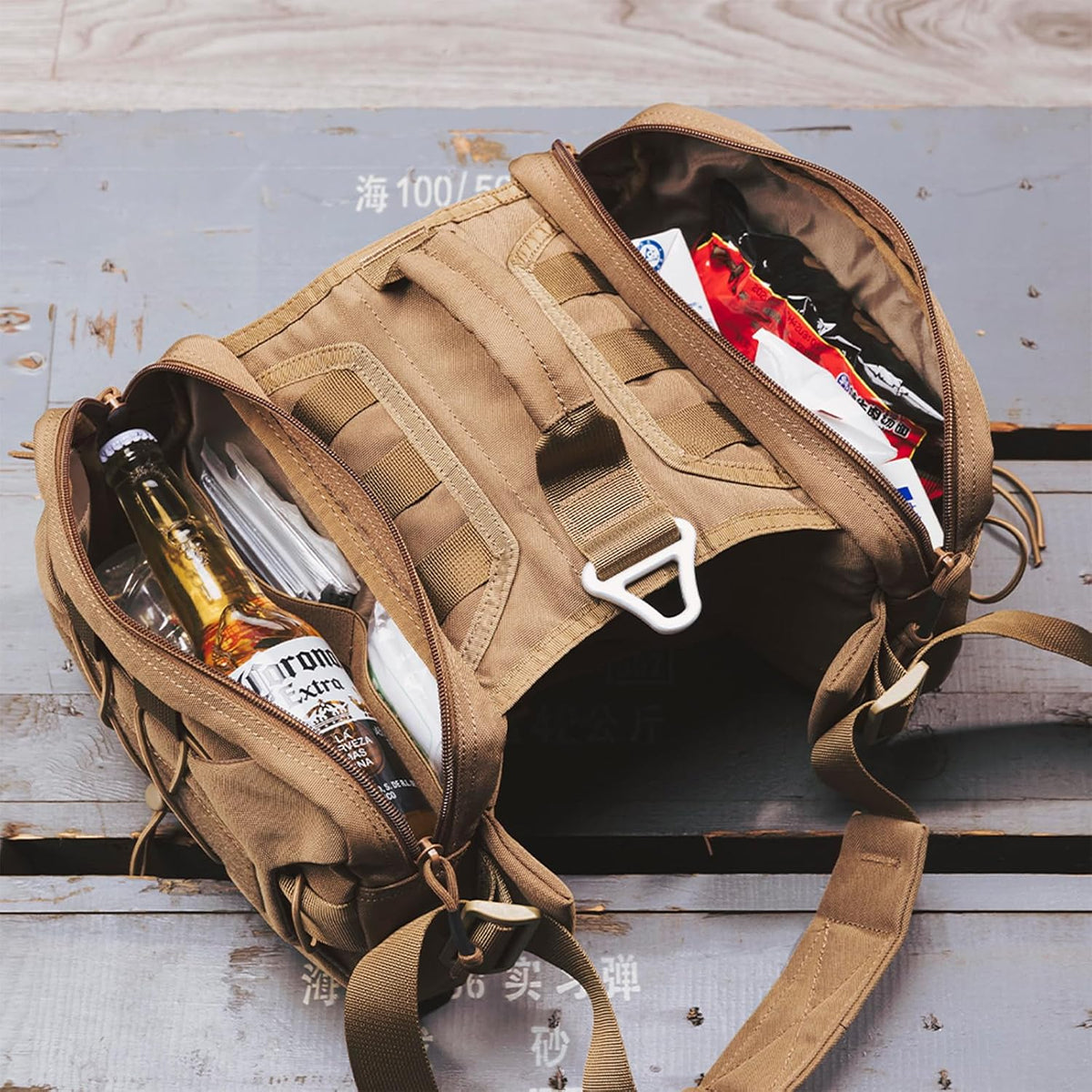 EXCELLENT ELITE SPANKER Nylon Dog Backpack with 2 Side Pockets - Coyote Brown / M-Chest 25.6-30" - image 3