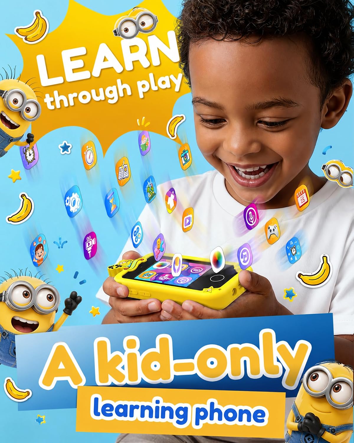 KOKODI Kids Smart Phone Toys - Minions Yellow - image 3
