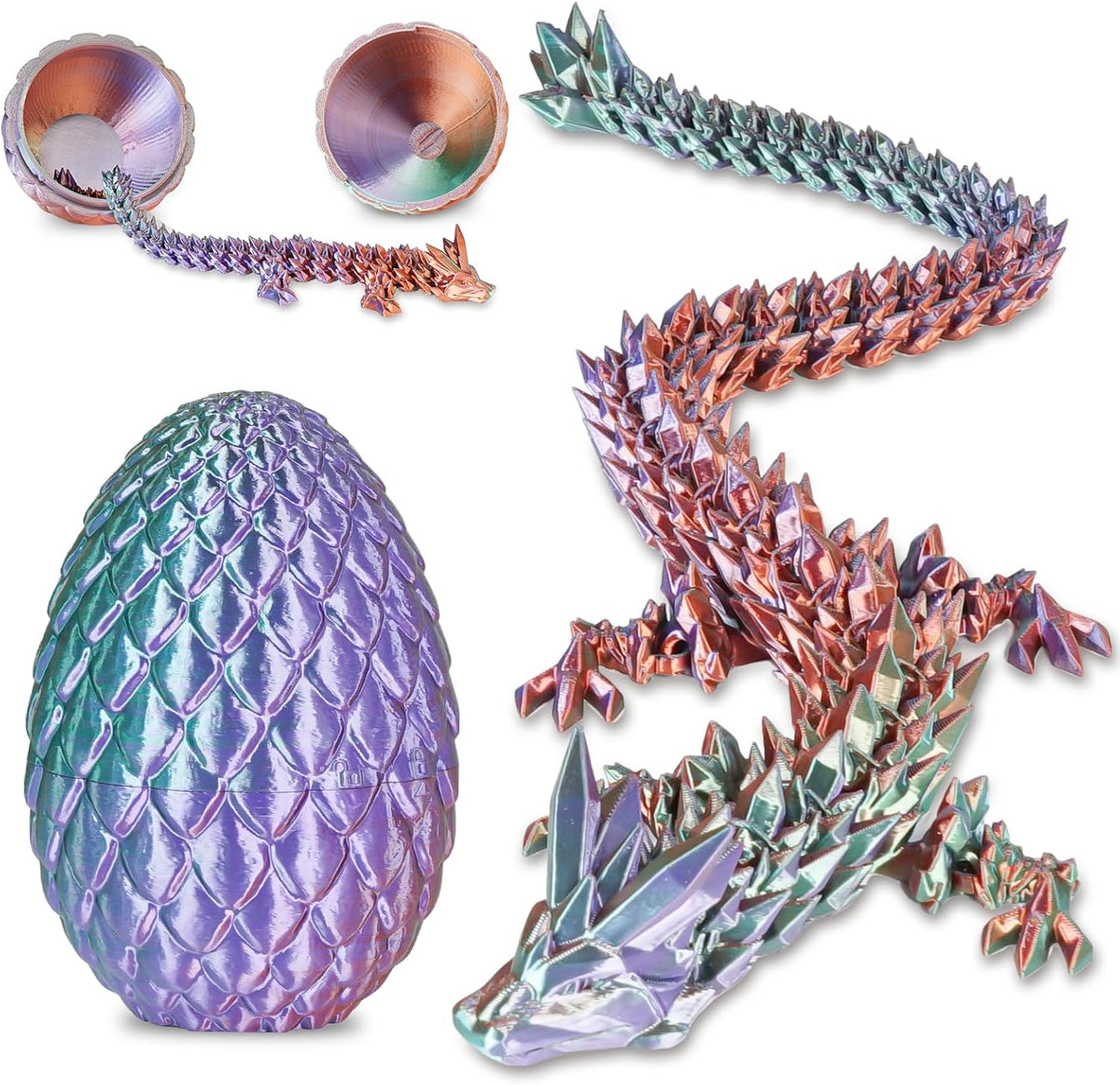Small Dragon Eggs with Dragon Inside - Gradient Blue-green-brown / M (H:5.8 inches)