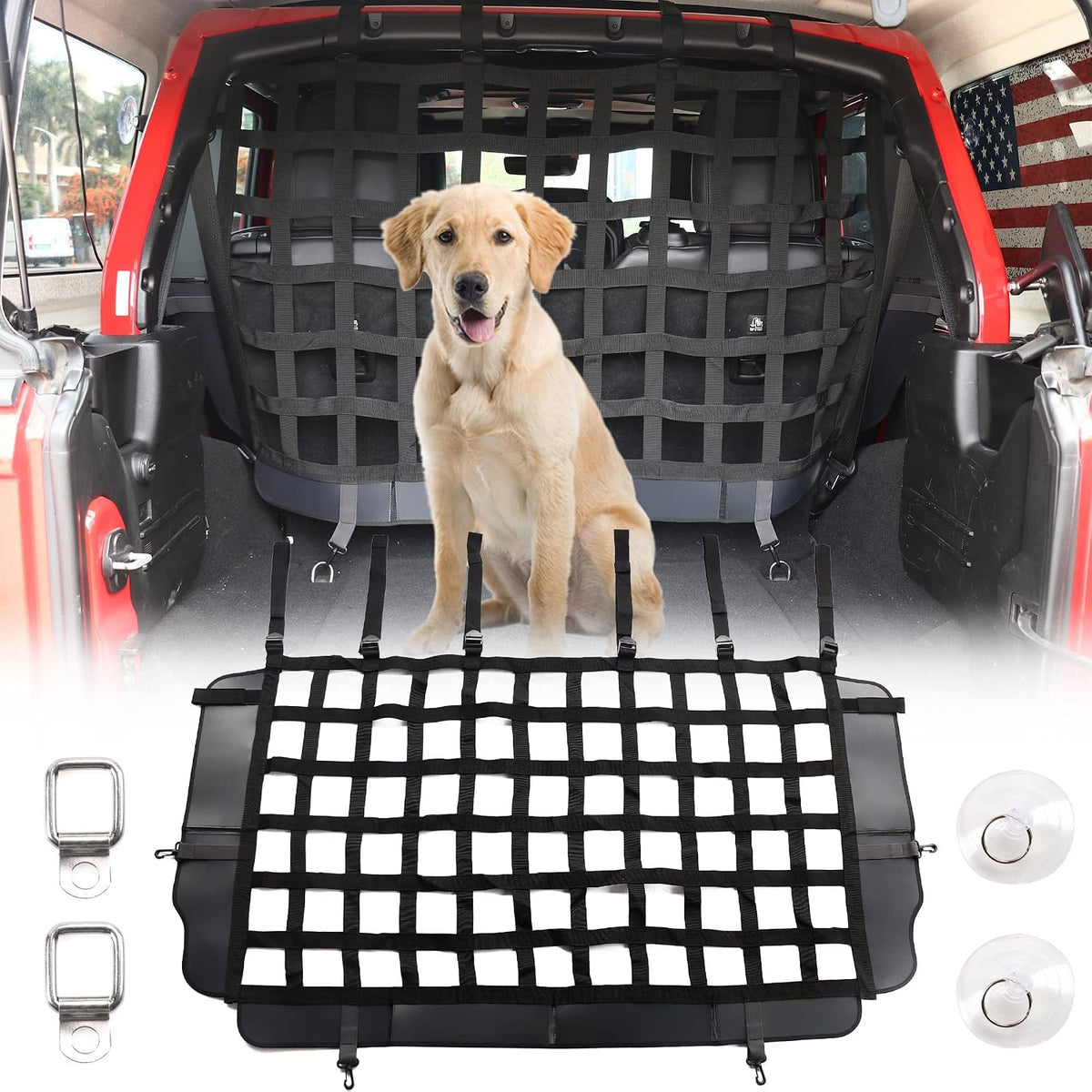 Pet Net Vehicle Safety Mesh Dog Barrier for Jeep 2/4-Door 2007-2026 – Essentials for Dogs