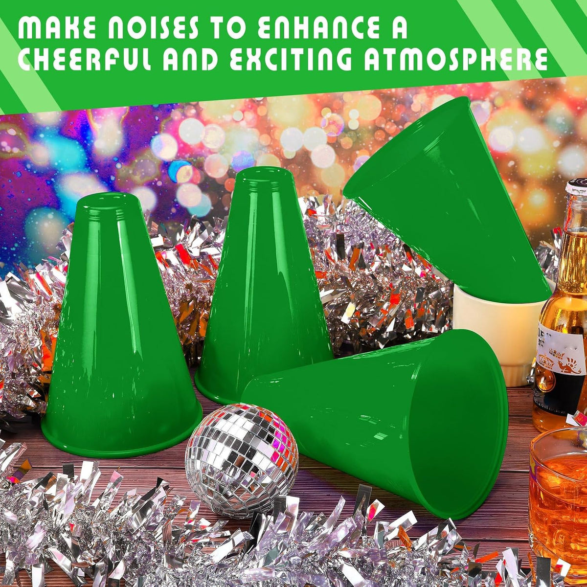 Woanger white plastic cheer megaphones, 12 pack - view 16