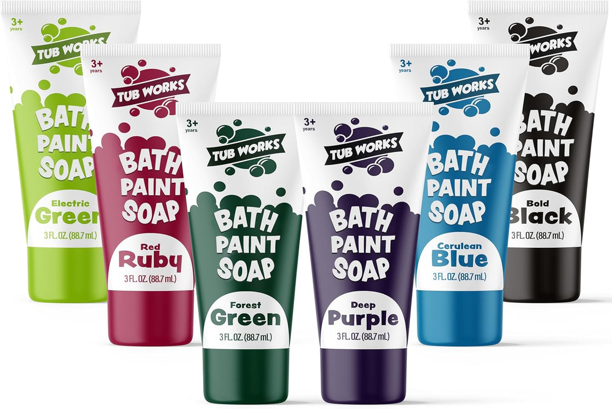 Tub Works Bath Paint Soap Bath Toy, Classic 6 Pack, Non-Toxic - Deep Bold