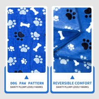 Dog Blanket Paw Bone Pattern 1 Pack 2 Super Soft Warm Flannel Sofa - 80*60 inch (Pack of 1) / Blue|paw Bone - image 2