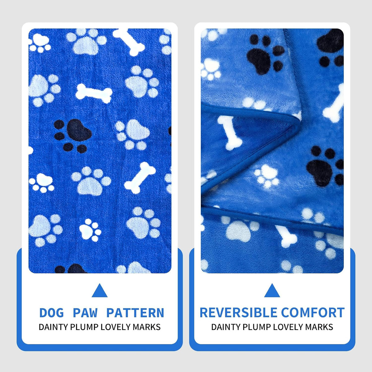 Dog Blanket Paw Bone Pattern 1 Pack 2 Super Soft Warm Flannel Sofa - 80*60 inch (Pack of 1) / Blue|paw Bone - image 2