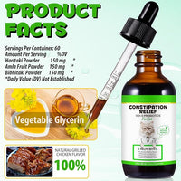 Cat Constipation Relief, Liquid Cat Laxative 60 ml, Cat Stool Softener Pet Herbal Supplements, Promotes Digestive Health, Roast Chicken Flavour, 2 fl oz