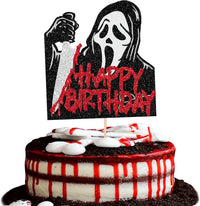 Zhuoweism Halloween horror Happy Birthday glitter cake topper on bamboo stick - view 9