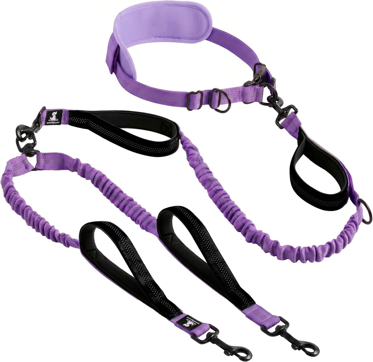 Active Pack Hands Free 2 Dogs Leash Medium & Large - Purple / 2 dogs M/L