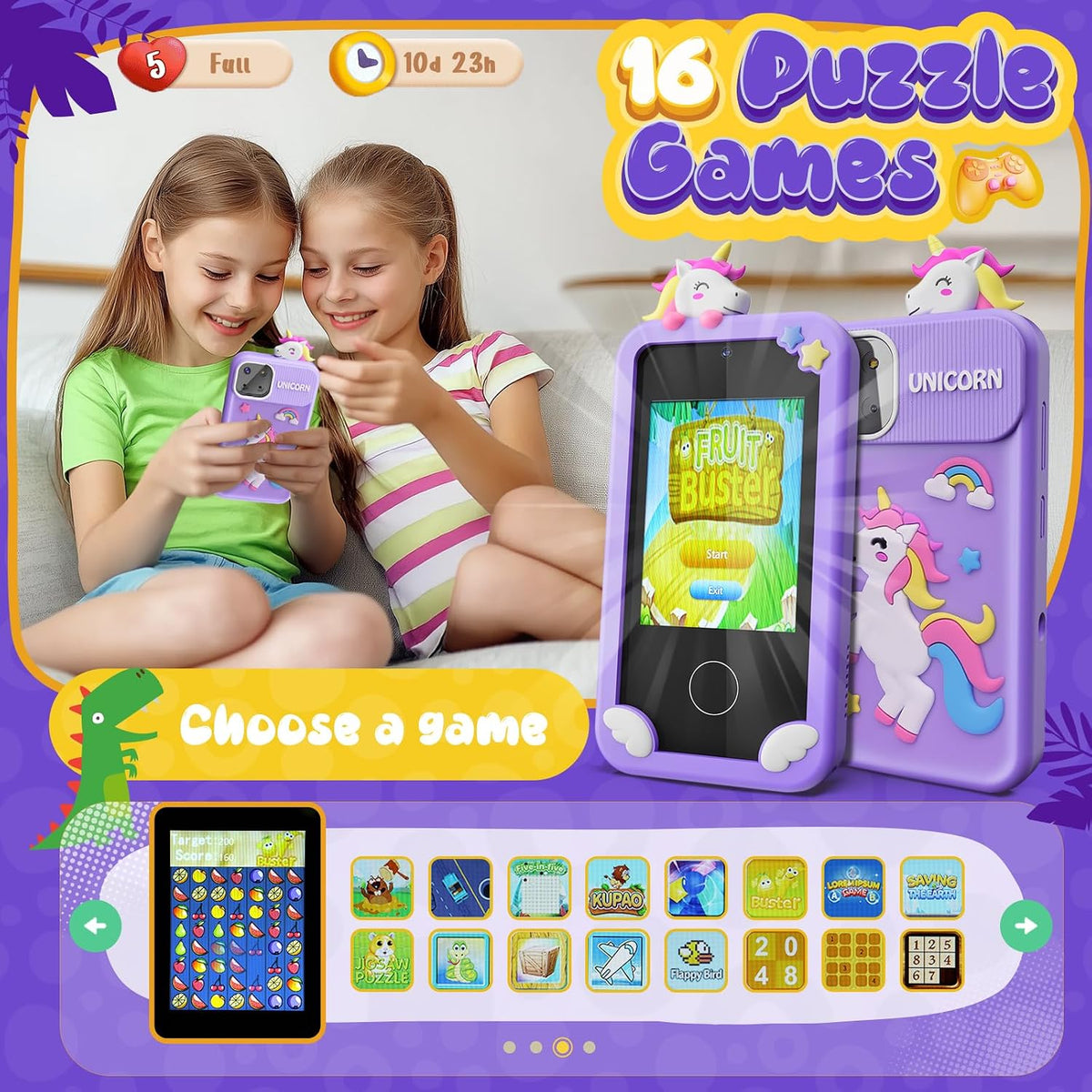 Luyiilo Kids Smart Phone Toys for Boys - Purple - image 4