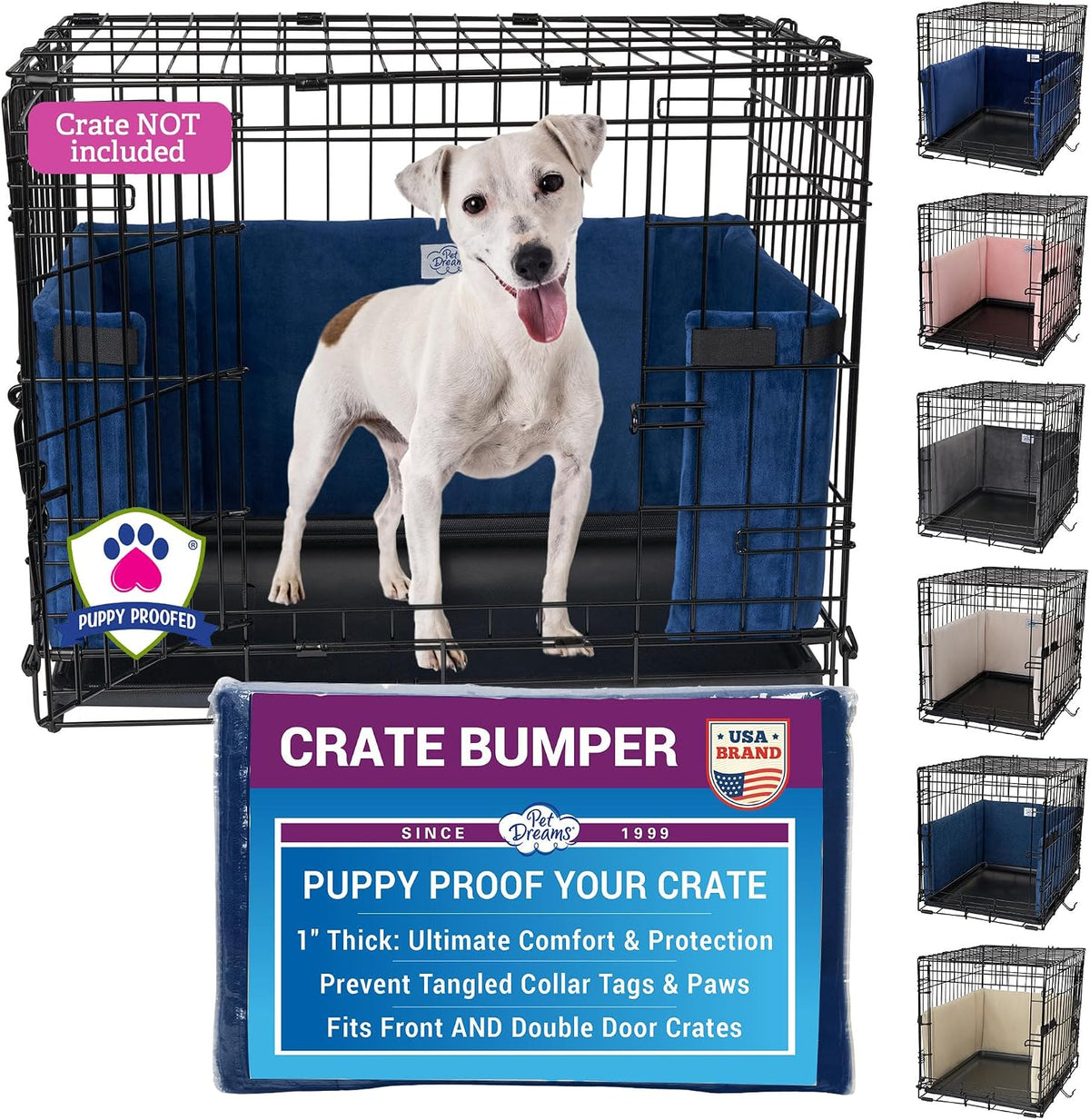 Pet Dreams Dog Crate Bumper - 42.0"L x 28.0"W x 14.0"H / Navy Blue
