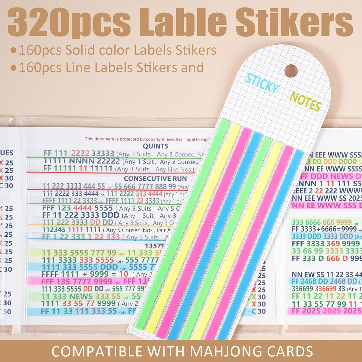 320 pcs Mahjong Card Line Finder Highlighter Tape - 320pc.4 - image 4