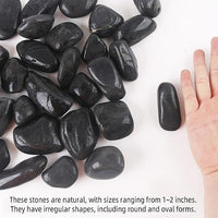45LB 1"-2" Black Rocks for Plants, Polished Pebbles for Garden Landscaping, Planters,Aquarium,Vase Fillers, Indoor & Outdoor Decor