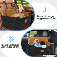 Dog Car Seat for Medium/Large Dog Under 50 lbs or 2 Small Dogs – Essentials for Dogs - Black/Brown - image 4