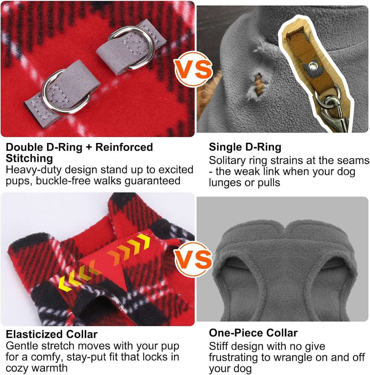 Dog Fleece Vest Sweater Winter Jacket for Small and Medium Large Dogs - X-Small / #2 RED BUFFALO PLAID - image 4