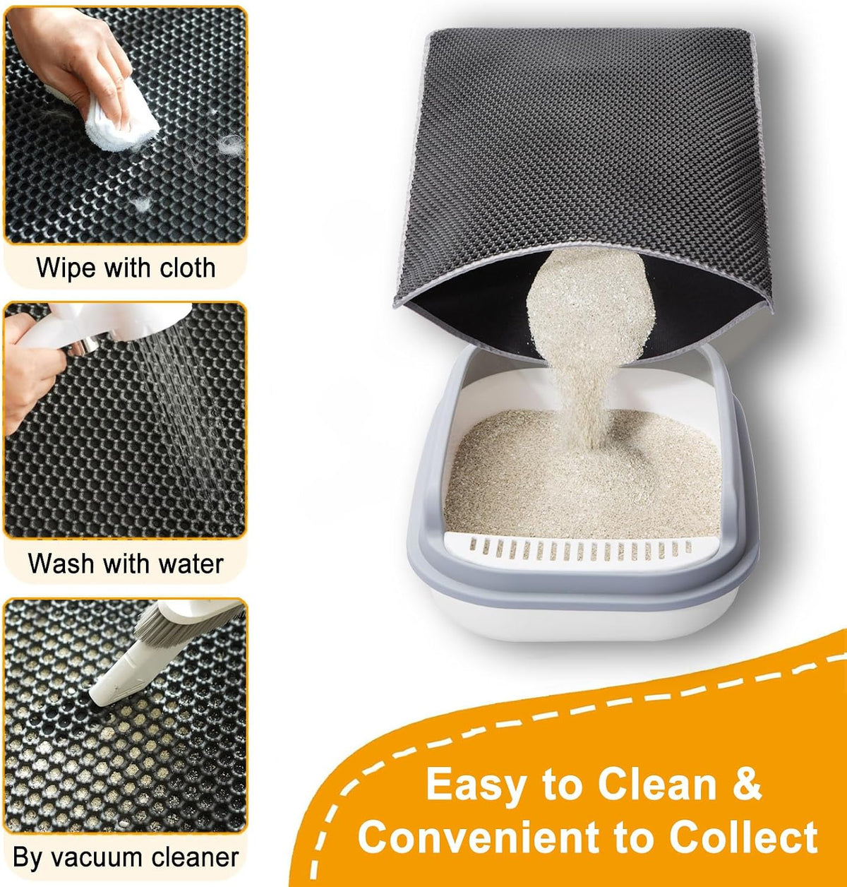Cat Litter Mats-Extra Large 47''x36'' Litter Trapping Mat for Cat-XXL - Gray-XXL 47x36 inch - image 4