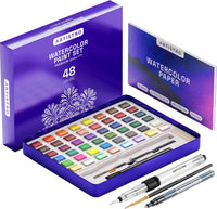 ARTISTRO 100 Watercolor Paint Set with Palette & Brushes for Adults - 1 Count (Pack of 48)