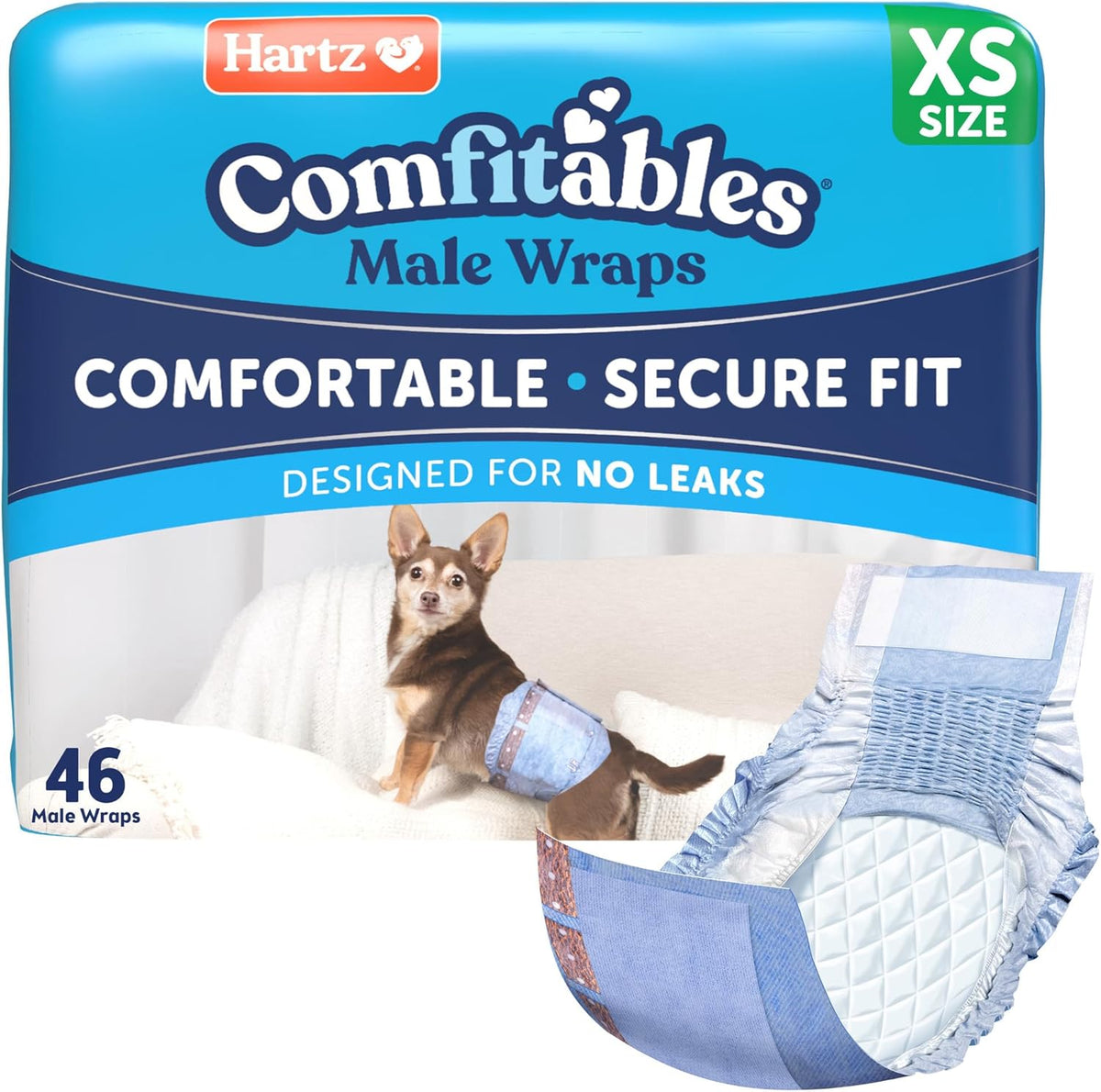Hartz Comfitables Disposable Male Dog Wraps Stretchy Waistband - Value Pack / Extra Small