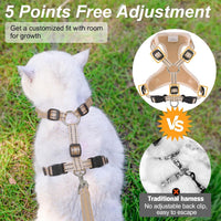 Cat Harness and Leash Set, Escape Proof and Adjustable - Beige / S (Chest: 11 - 16") - image 4
