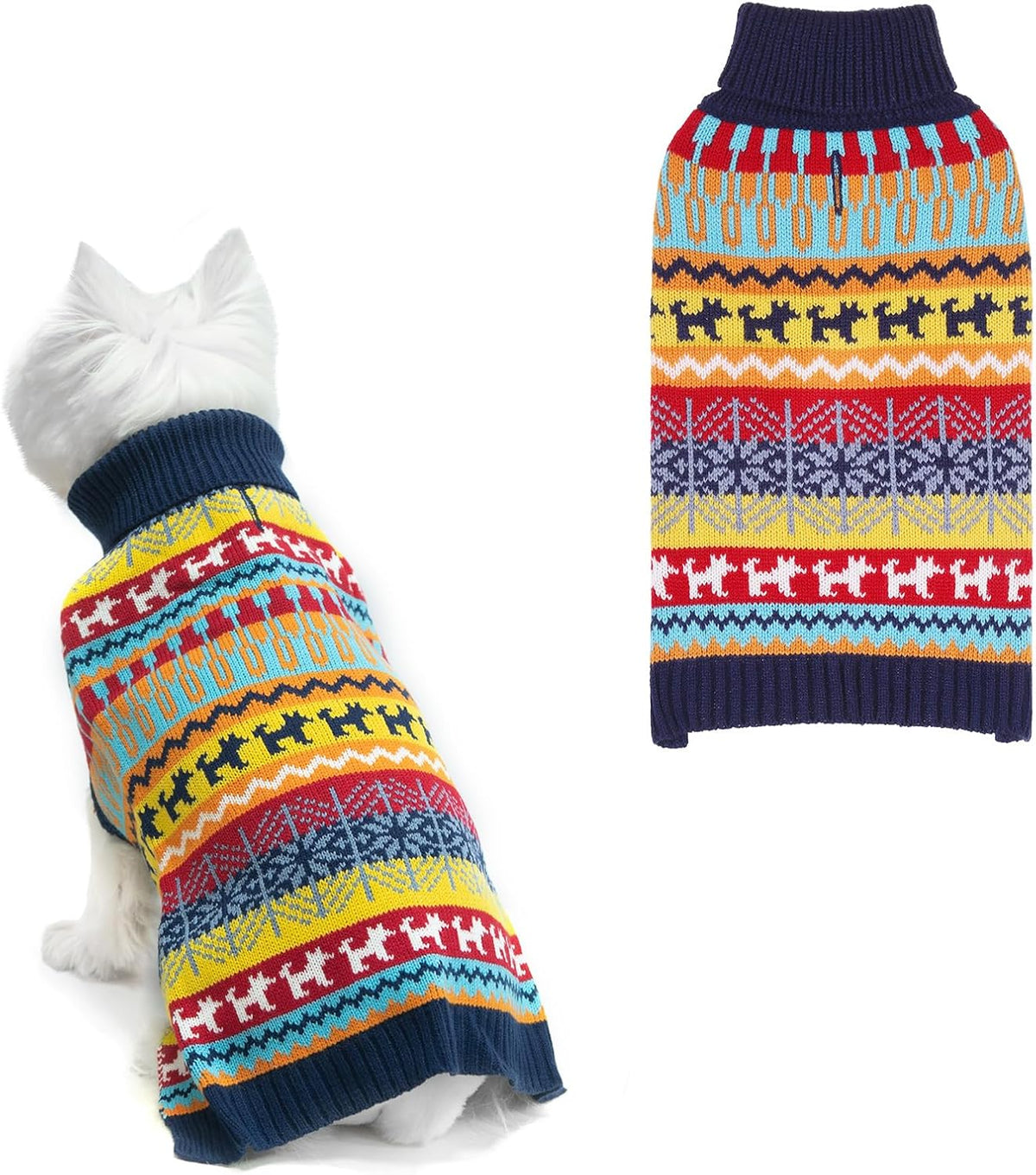 Dog Sweater - Winter Coat Apparel Clothes with Colorful Stripes for Cold Weather – Essentials for Dogs - Medium / Multi-colored