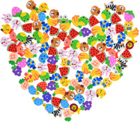 15Pcs Cute Fruit Erasers for Kids - Animal & Fruit