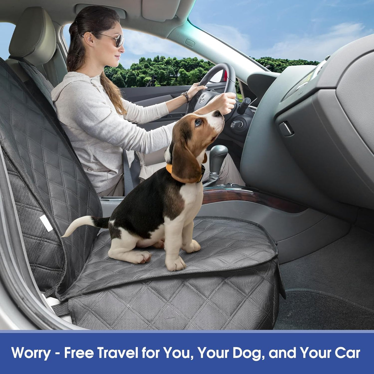 Front Seat Cover for Dogs with Side Flaps - 1_Pack / Black - image 4