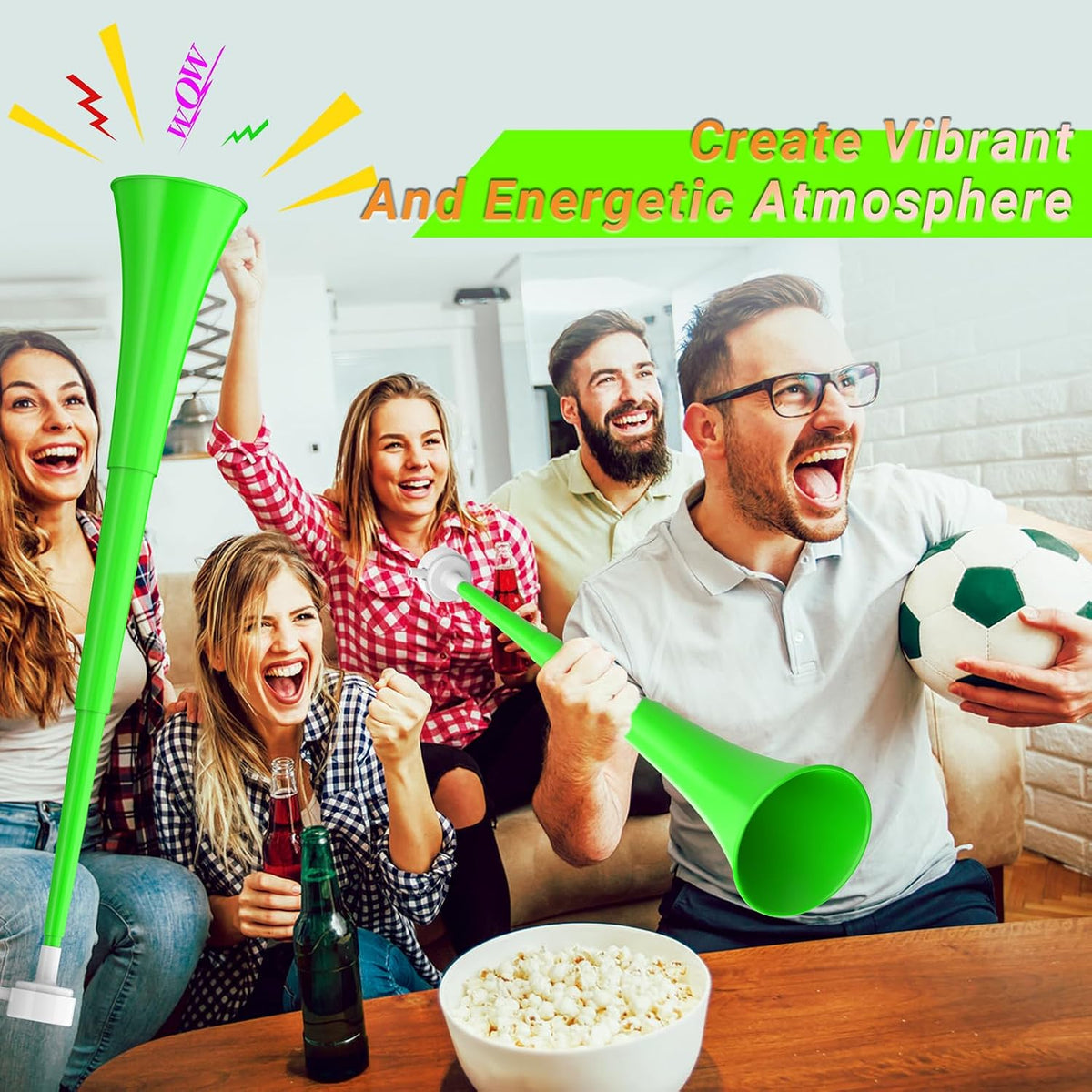 Collapsible Stadium Horn 24 Inch Vuvuzela Trumpet Blow Horns - Green - image 2