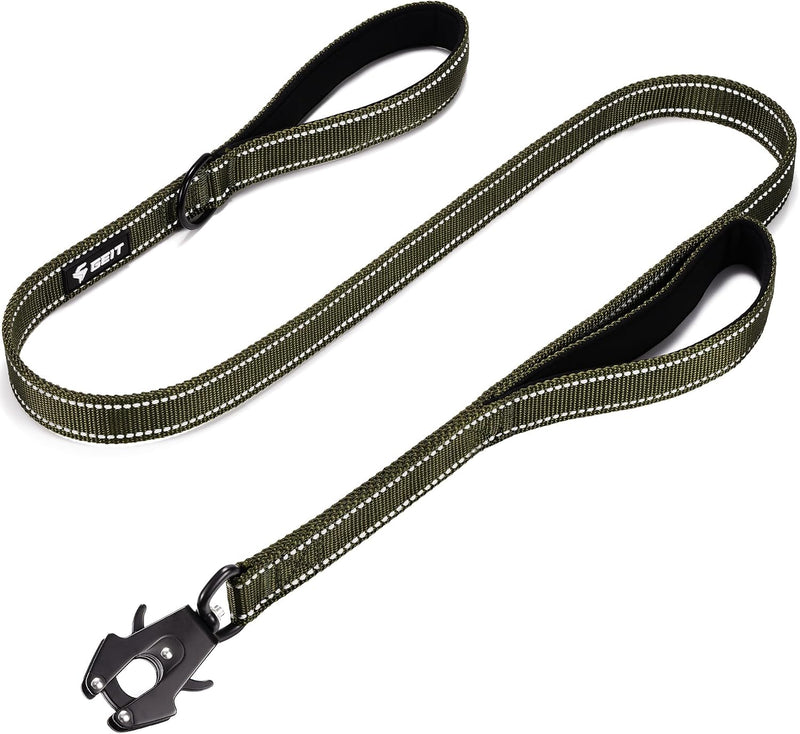 2 Padded Handles Heavy Duty Dog Leash for Small Medium and Large Dogs – Essentials for Dogs - Army Green / 4 FT
