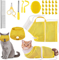 9 Pcs Cat Bathing Bag Set Cat Shower Bag - Yellow