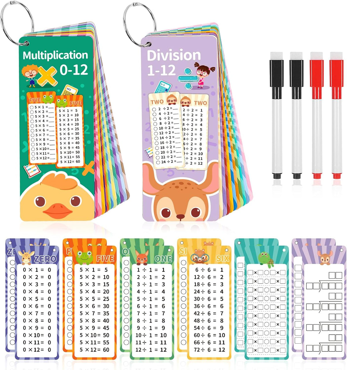 13 Pcs Multiplication Flashcards 0-12 - Multiplication and Division