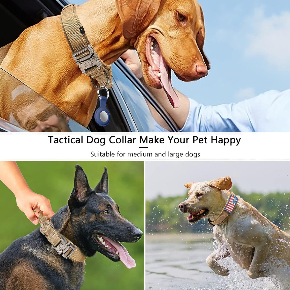 DAGANXI Tactical Dog Collar - Brown / XL - image 3