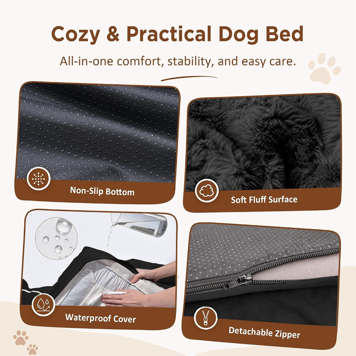 Comfort Expression Waterproof Orthopedic Dog Bed for Extra Large Dogs – Essentials for Dogs - 53.0"L x 42.0"W x 8.5"Th / Black - image 4
