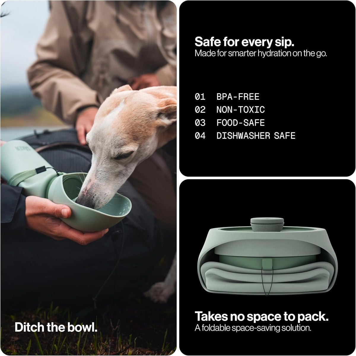 SÄKER Portable Dog Water Bottle - Olive / 550ml - image 2