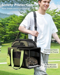 Pecute Cat Carrier, Top Expandable Dog Crate for Travel - Green - image 2