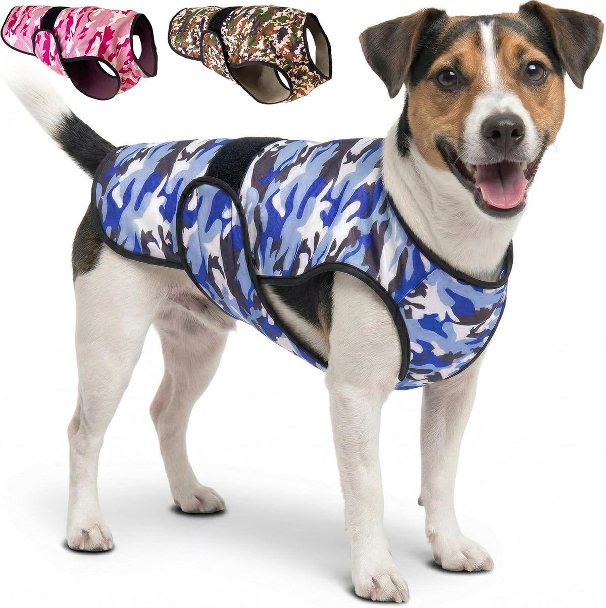 Dog Cooling Vest, 2-Layer Microfiber Cooling Jacket, Blue, L – Essentials for Dogs - Blue Camo / Small (Pack of 1)