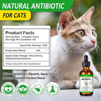 2PACK Antibiotics for Cats, Cats Antibiotics for Injections, Natural antibiotic for Cat Immune & Allergy Relief, Cough Relief, Yeast Injection, UTI Treatments, Cat Antibiotic Supplement Drops, 2*60ML