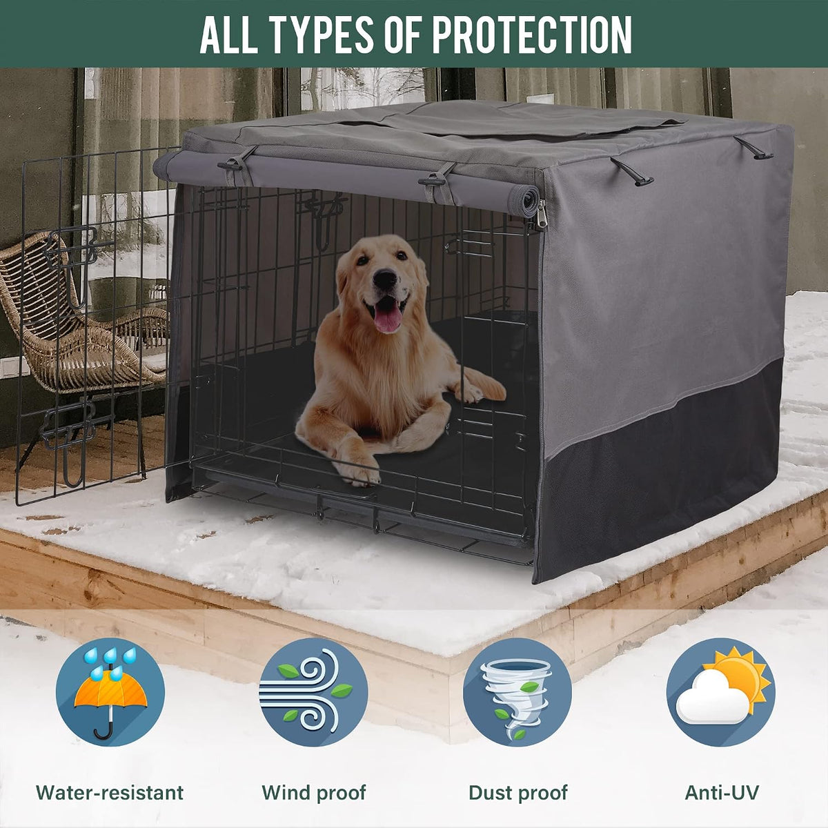 Rachmi 48" 600D Canvas Privacy Dog Crate Cover - 37.0"L x 24.0"W x 25.0"H - image 4