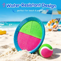 EVERICH TOY Toss and Catch Ball Game Set - Pink Green / 2 Paddles 2 Balls - image 2