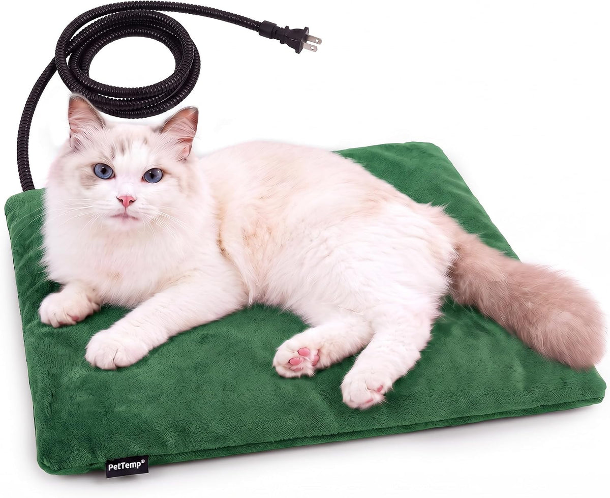 Cat Heating Pad, Heated Cat Bed, MET Safety Listed - Grass Green / Small: 16" x 13" x 1.6"