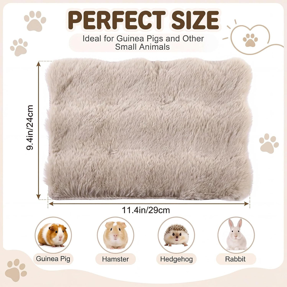 Jetec 3 Pcs Guinea Pig Beds, Fleece Small Animal Mats - Bubble Fleece / Winter / Brown - image 2
