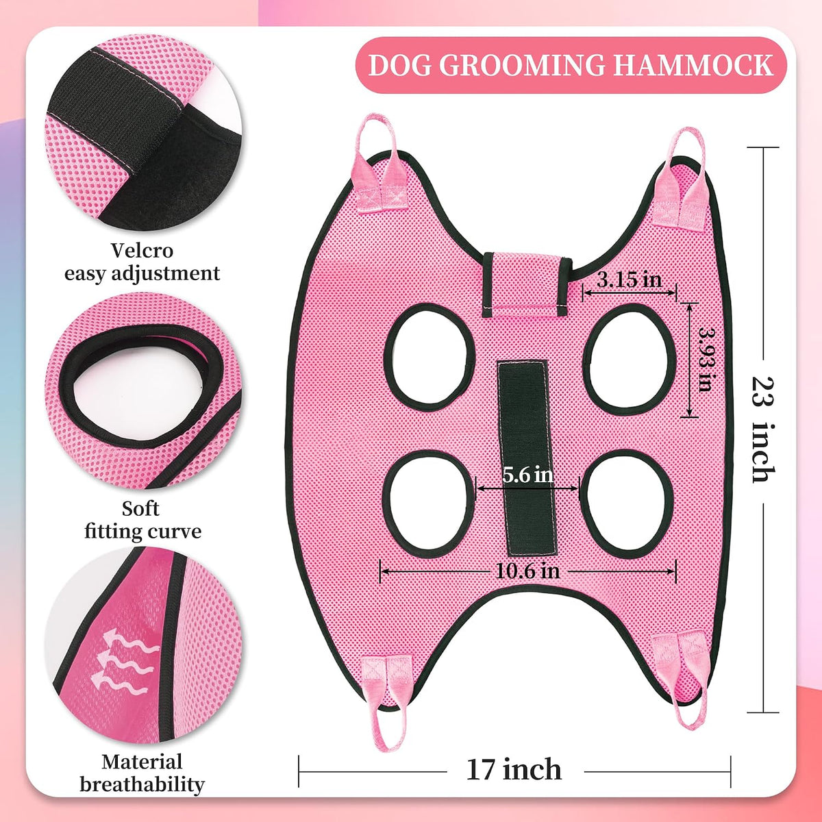 PatiencET Cat Grooming Hammock Kit – Essentials for Dogs - S (17 LB Max) / Pink - image 2