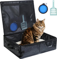 Luxtude Travel Litter Box for Cats, Portable and Easy to Clean – Daily Care for Cats - Black / Large