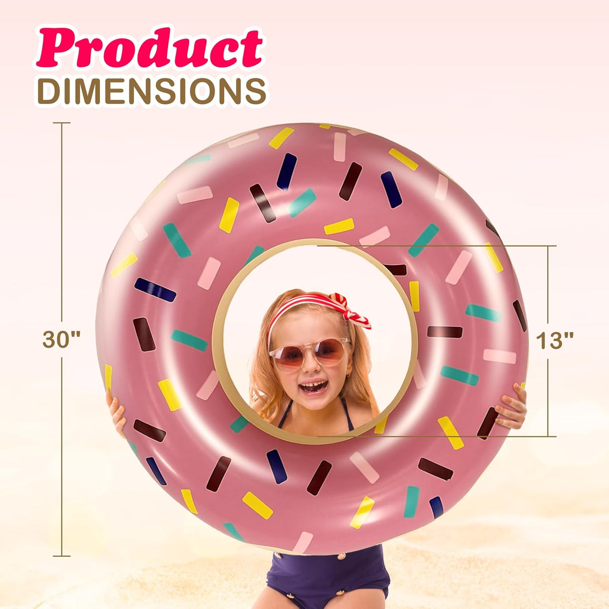 4E's Novelty 4 Pack Donut Pool Floats for Kids & Adults 30" Swim - image 4