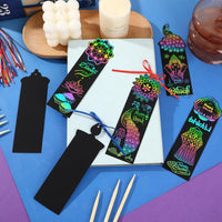 AUGSUN fall rainbow scratch art bookmarks with pumpkin and leaf designs - view 16