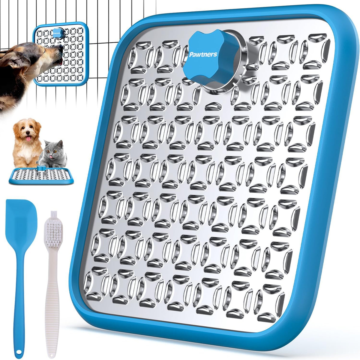 Stainless Steel Large Lick Mat for Dogs - blue / 1pack