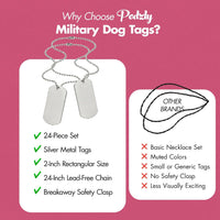 Podzly military dog tags for kids, silver metal tag on a 24 inch chain, 24 pack - view 4