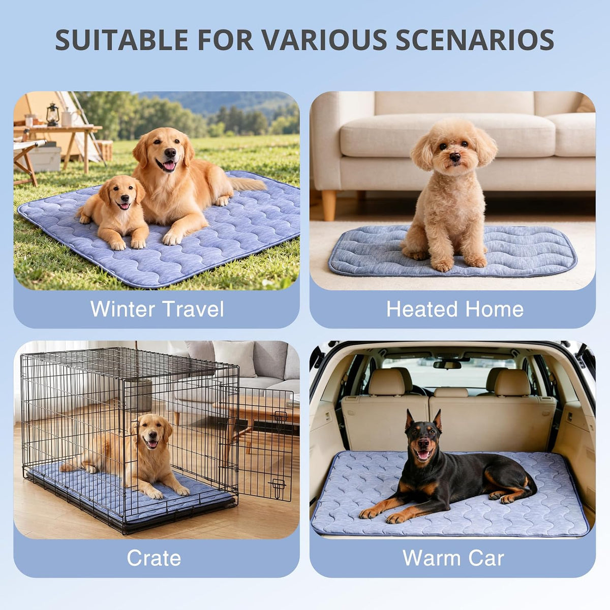 Cooling Mat for Dogs, 28"x 19" Thick & Durable Dog Cooling Mat - Blue / S - image 4