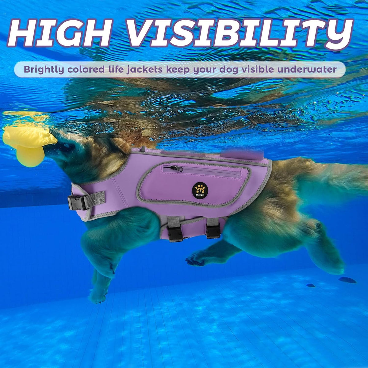 Dog Life Vests for Boating and Swimming, Dog Life Jacket – Essentials for Dogs - Lilac / Large - image 3
