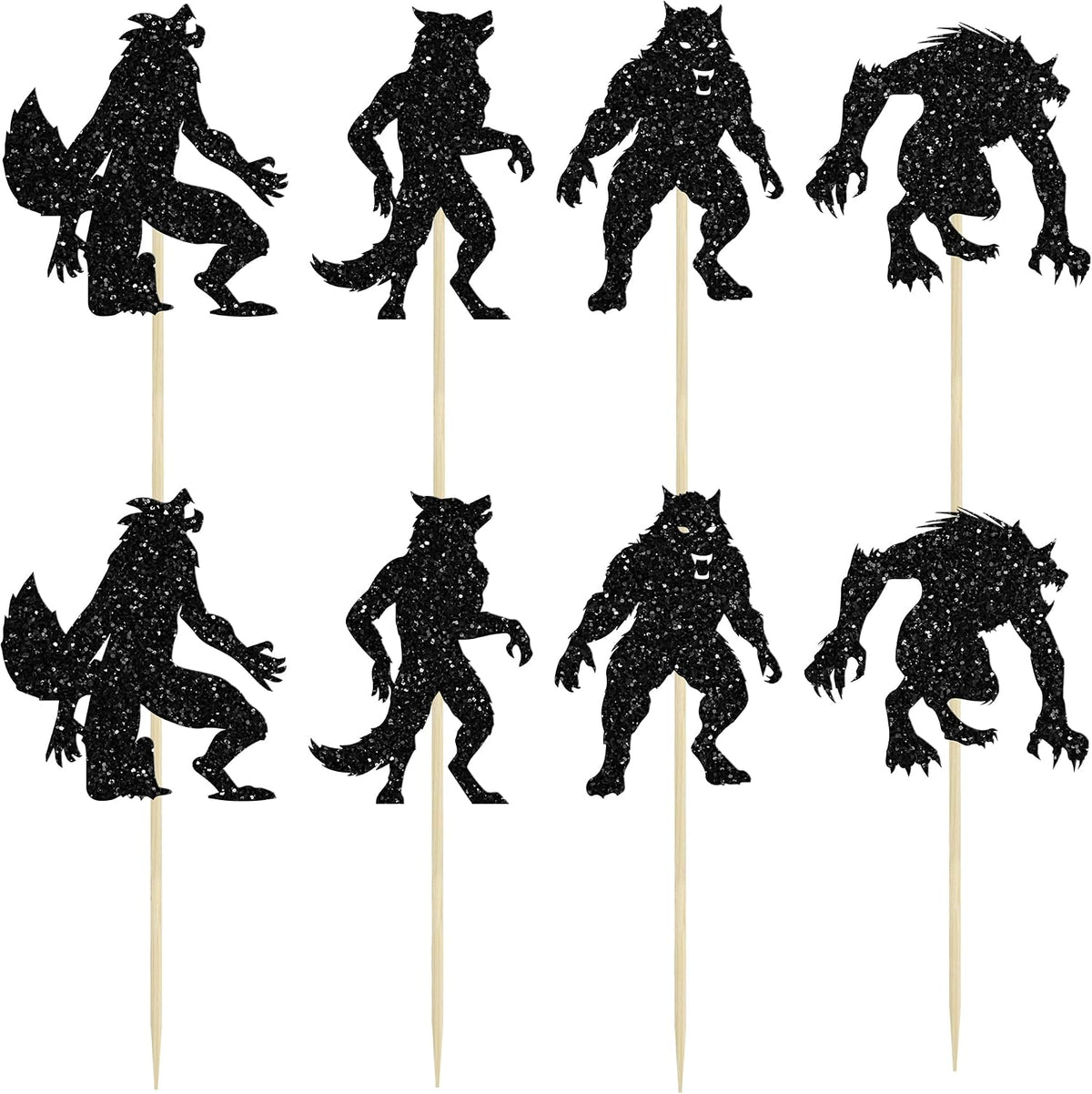 Gyufise black glitter Halloween happy birthday cake topper with half moon, house, pumpkin, ghost and - view 36