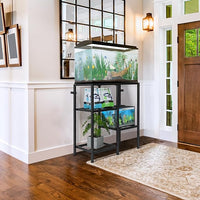 CADUKE Aquarium Stand 20 Gallon, Metal Fish Tank Stand, Aquarium Rack Stand for Fish Tank Accessories , 3 Tier Turtle Reptile Terrarium Stand for Living Room Office